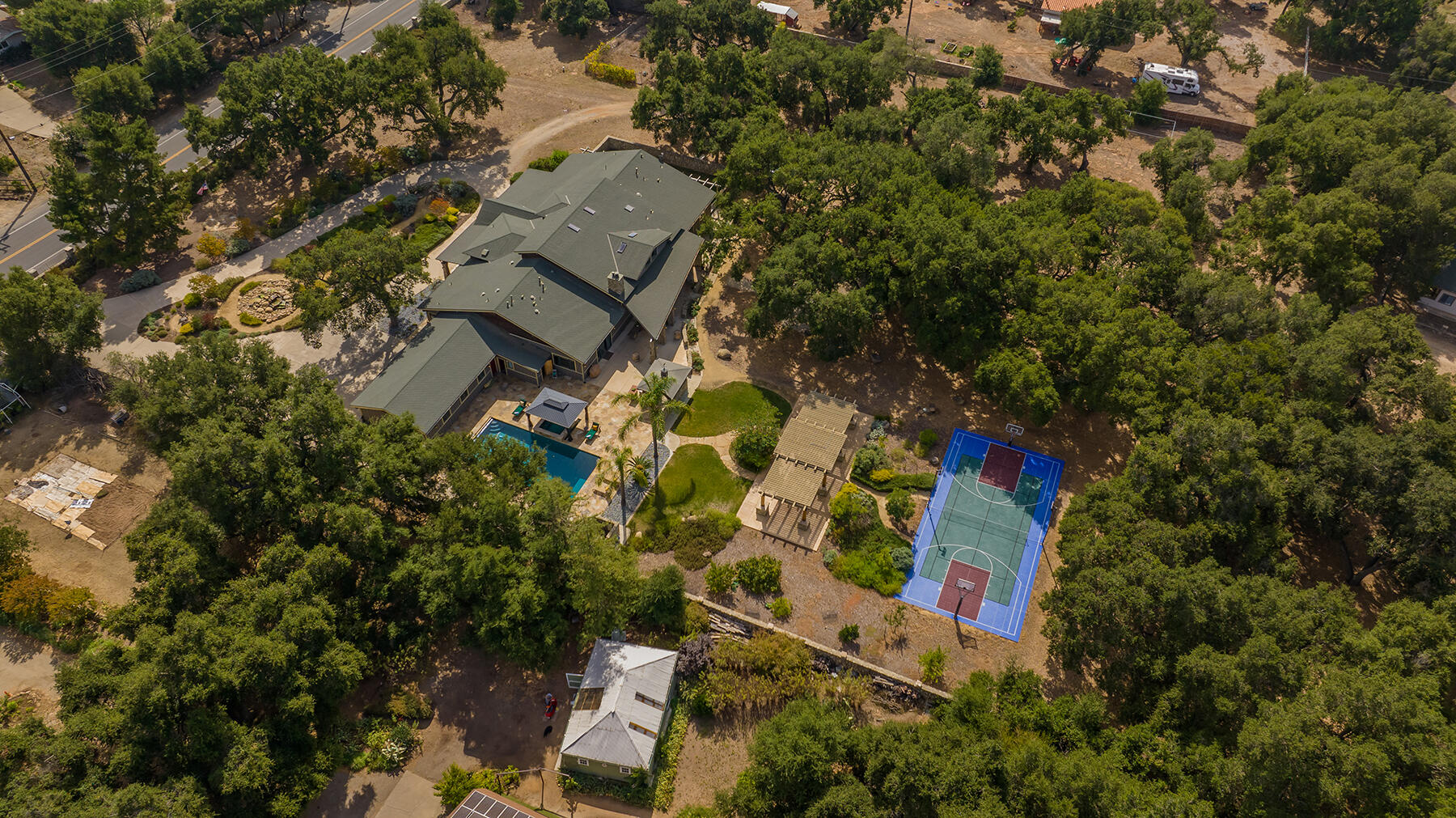 705 South Rice Road Ojai, CA 93023 - Photo 59 of 61 an aerial view of a house with a yard