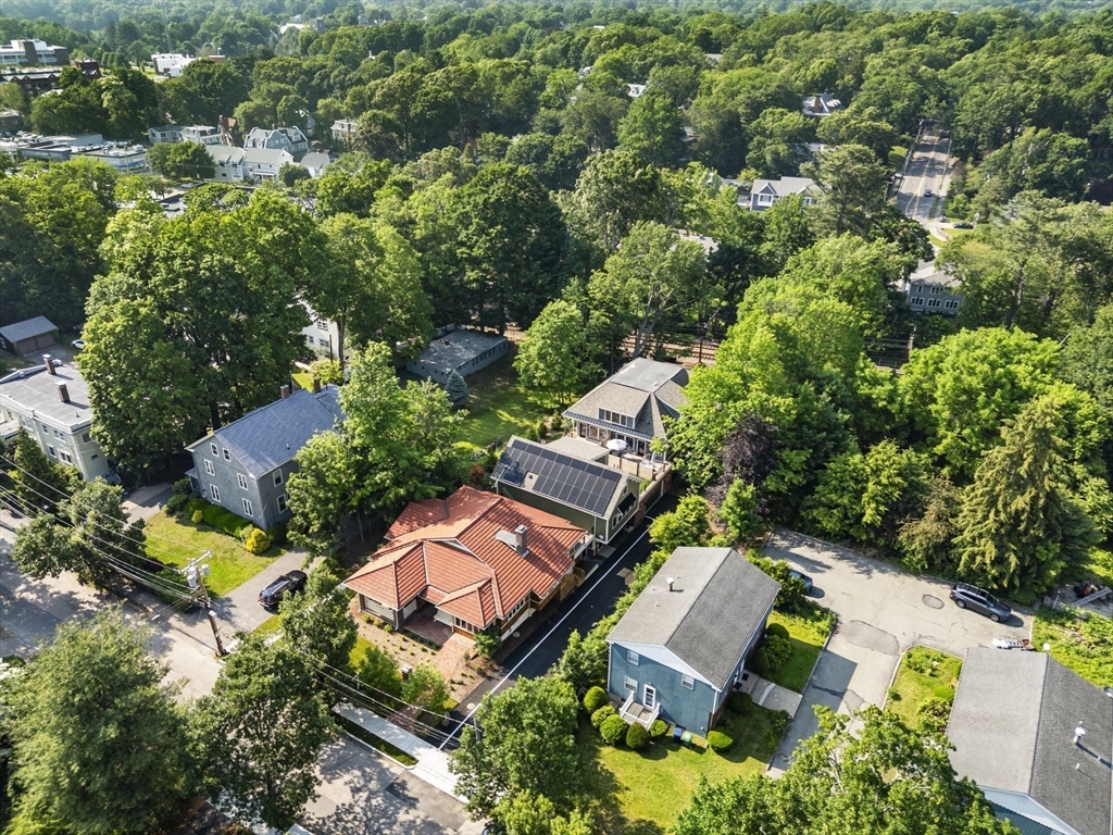 145 Warren Street, Unit 4 Newton, MA 02459 - Photo 28 of 35 an aerial view of house with swimming pool outdoor seating and yard