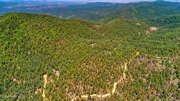 a view of a field with an ocean