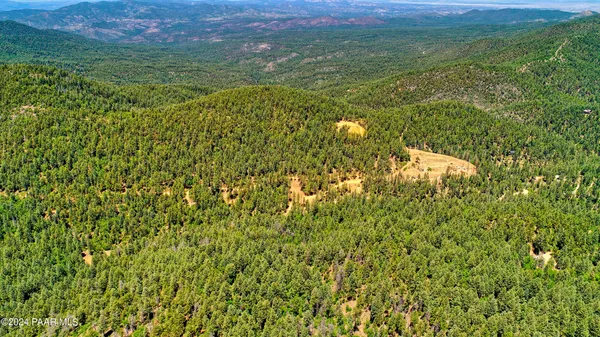a view of a field with an ocean view