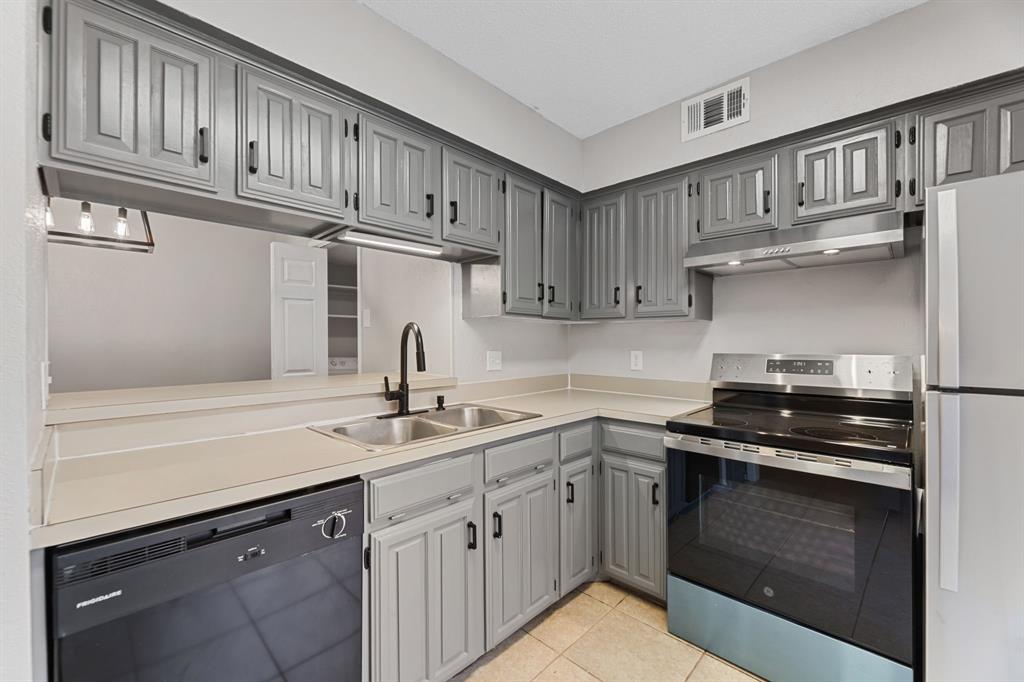 a kitchen with cabinets stainless steel appliances and a sink