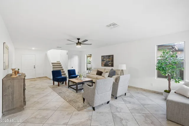 a living room with furniture
