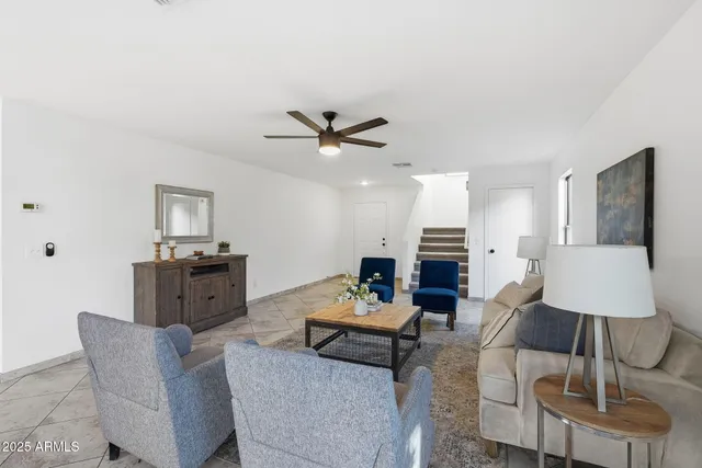 a living room with furniture