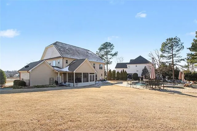 a view of an outdoor space and tennis court