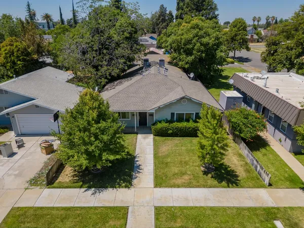 an aerial view of a house