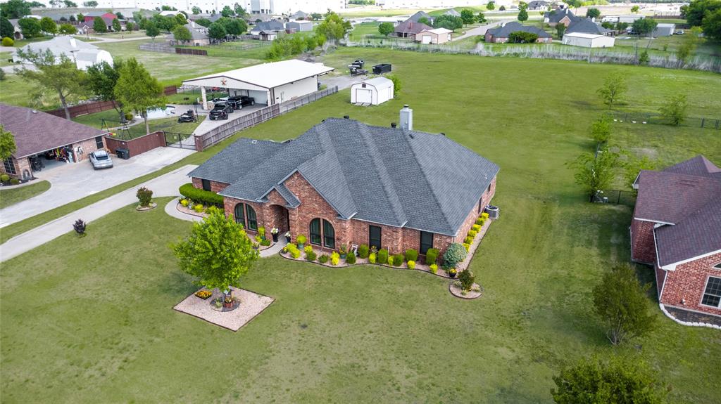16055 Prairie Meadow Forney, TX 75126 - Photo 4 of 33 an aerial view of a house with garden space lake view and mountain view in back