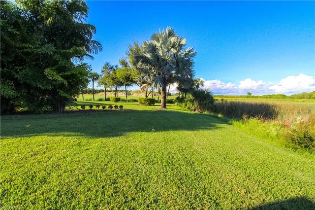 a view of a lake with houses in the background