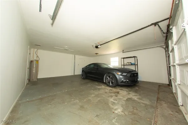 a view of car parked in garage