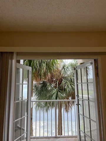 a view of small space with wooden floor