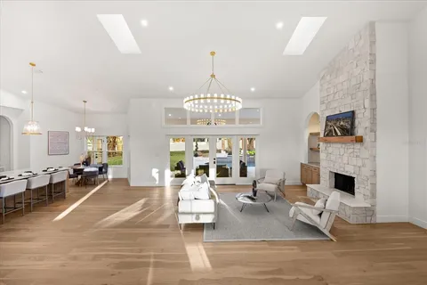a view of a dining room and livingroom view