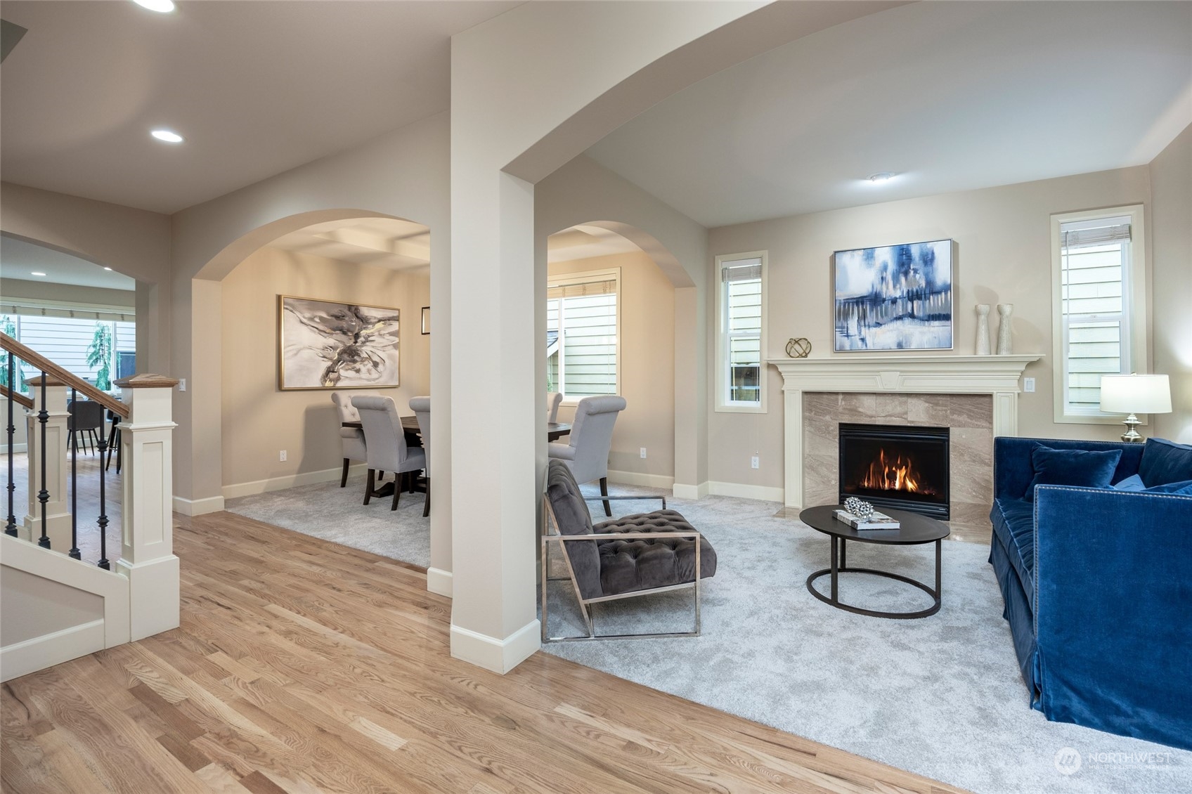 5314 Northeast 17th Place Renton, WA 98059 - Photo 4 of 40 a living room with furniture and a fireplace