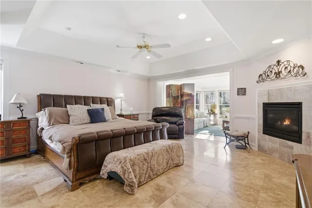 a bedroom with bed and window