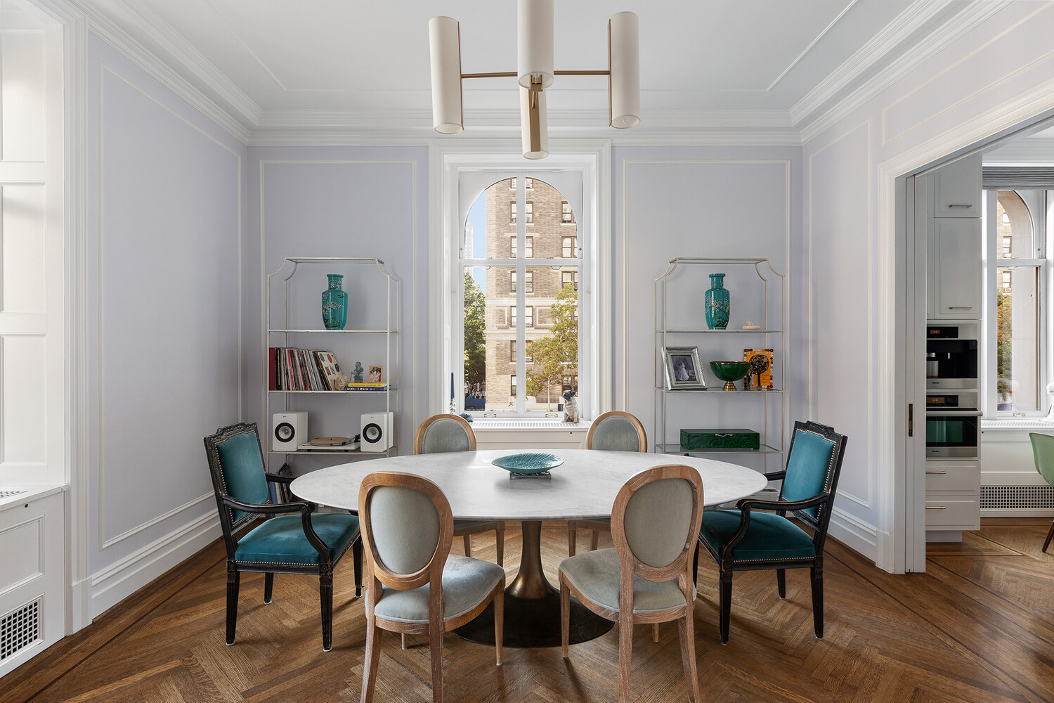 390 West End Avenue, Unit 3L Manhattan, NY 10024 - Photo 3 of 18 a dining room with furniture a window and wooden floor