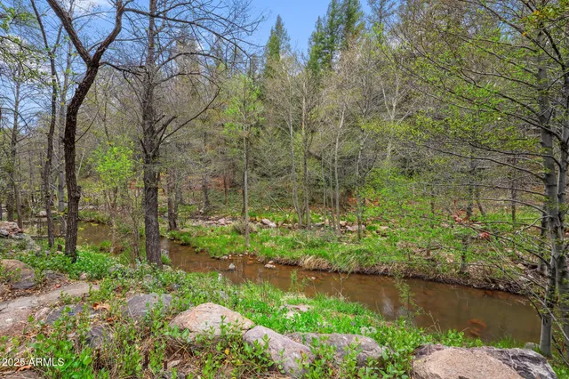 a view of a lake with a building in the background