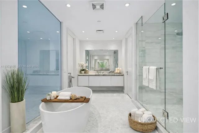 a view of a room with a large window