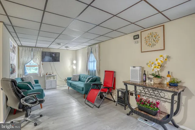 a living room with furniture