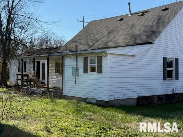 a view of a backyard with plants and large tree