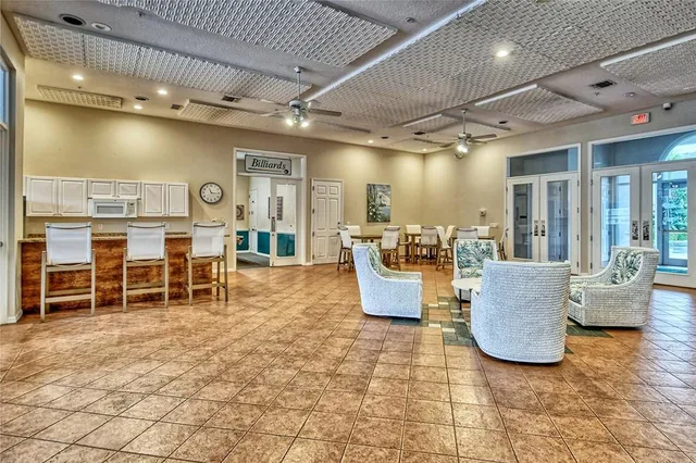 a front view of house with yard and outdoor seating