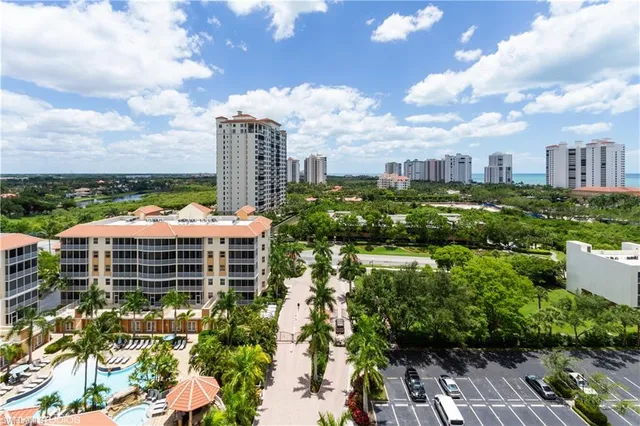 a view of a city with tall buildings