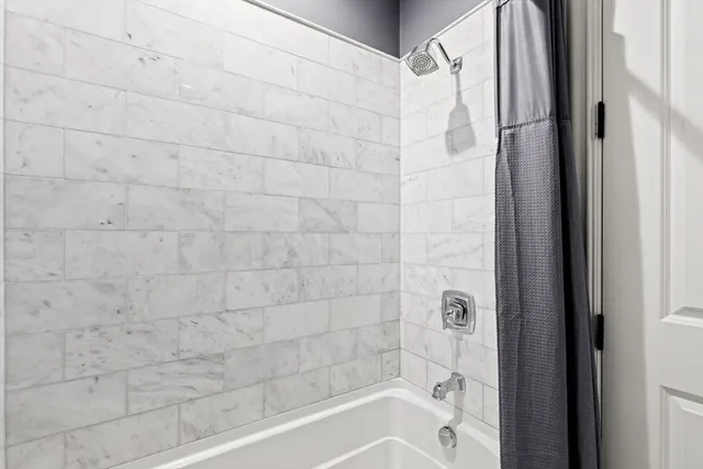 a bathroom with a bathtub