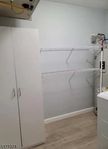 a view of small space with racks on the wall