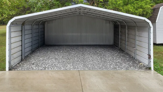 a backyard of a house with lots of green space
