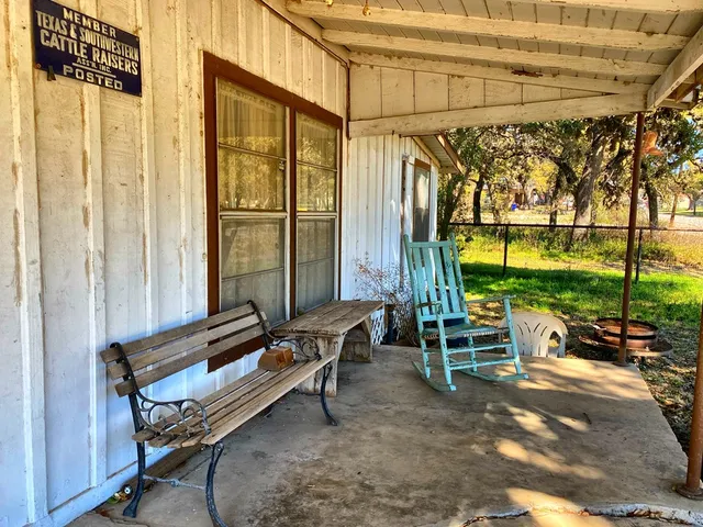 a building outdoor space with seating space