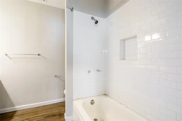 a bathroom with a bathtub