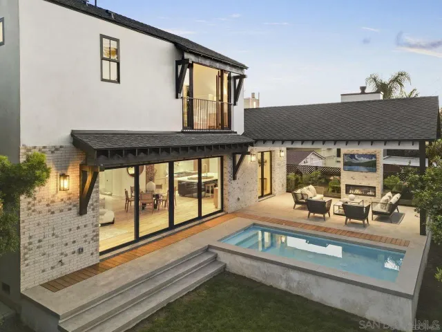 a living room with large window