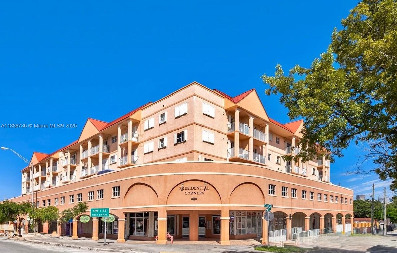 a front view of a building