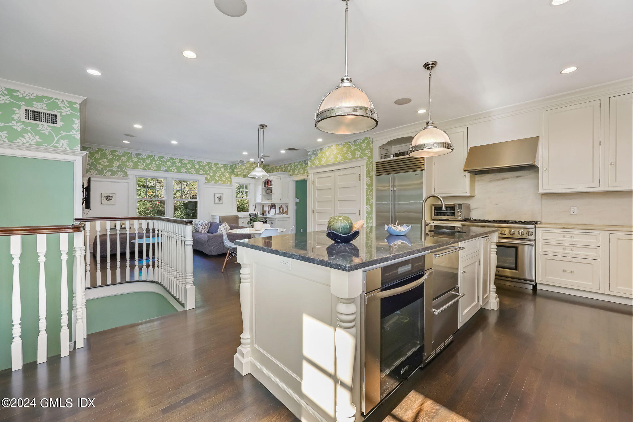 147 Old Church Road Greenwich, CT 06830 - Photo 12 of 32 Kitchen Island & Stairs
