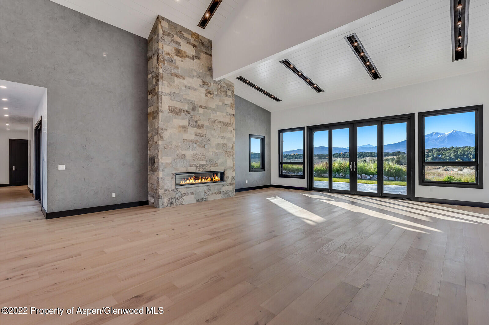 1093 Callicotte Ranch Road Carbondale, CO 81623 - Photo 8 of 27 a view of an empty room with a fireplace and a large window