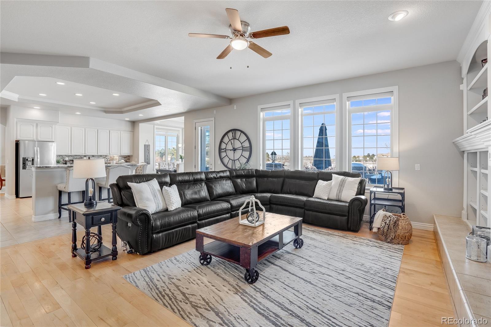 7285 Sagebrush Drive Parker, CO 80138 - Photo 19 of 46 a living room with furniture or kitchen view and a wooden floor