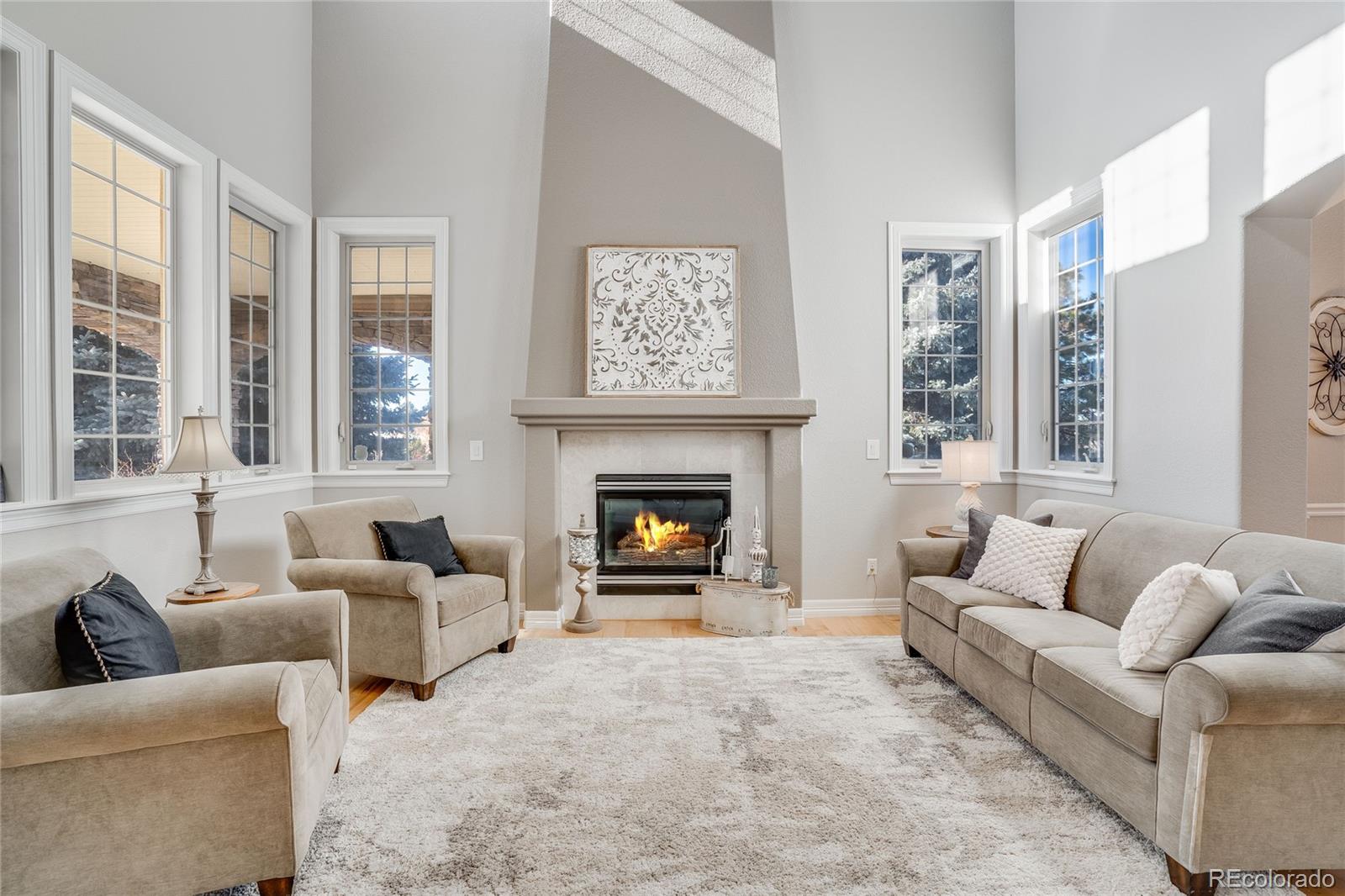 7285 Sagebrush Drive Parker, CO 80138 - Photo 9 of 46 a living room with furniture and a fireplace
