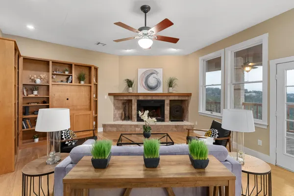 a living room with furniture