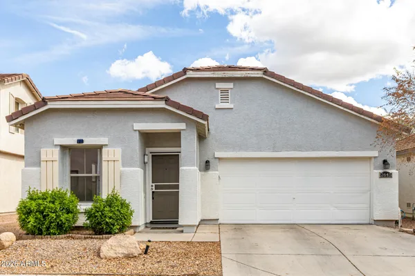 a view of a house with garage