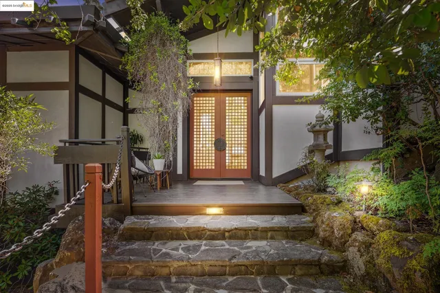 a view of a forest with a houses