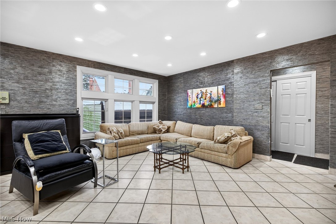 3498 Bainbridge Road Cleveland Heights, OH 44118 - Photo 20 of 50 Living room featuring recessed lighting and light tile patterned flooring