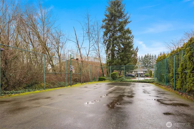 a view of a road with a yard