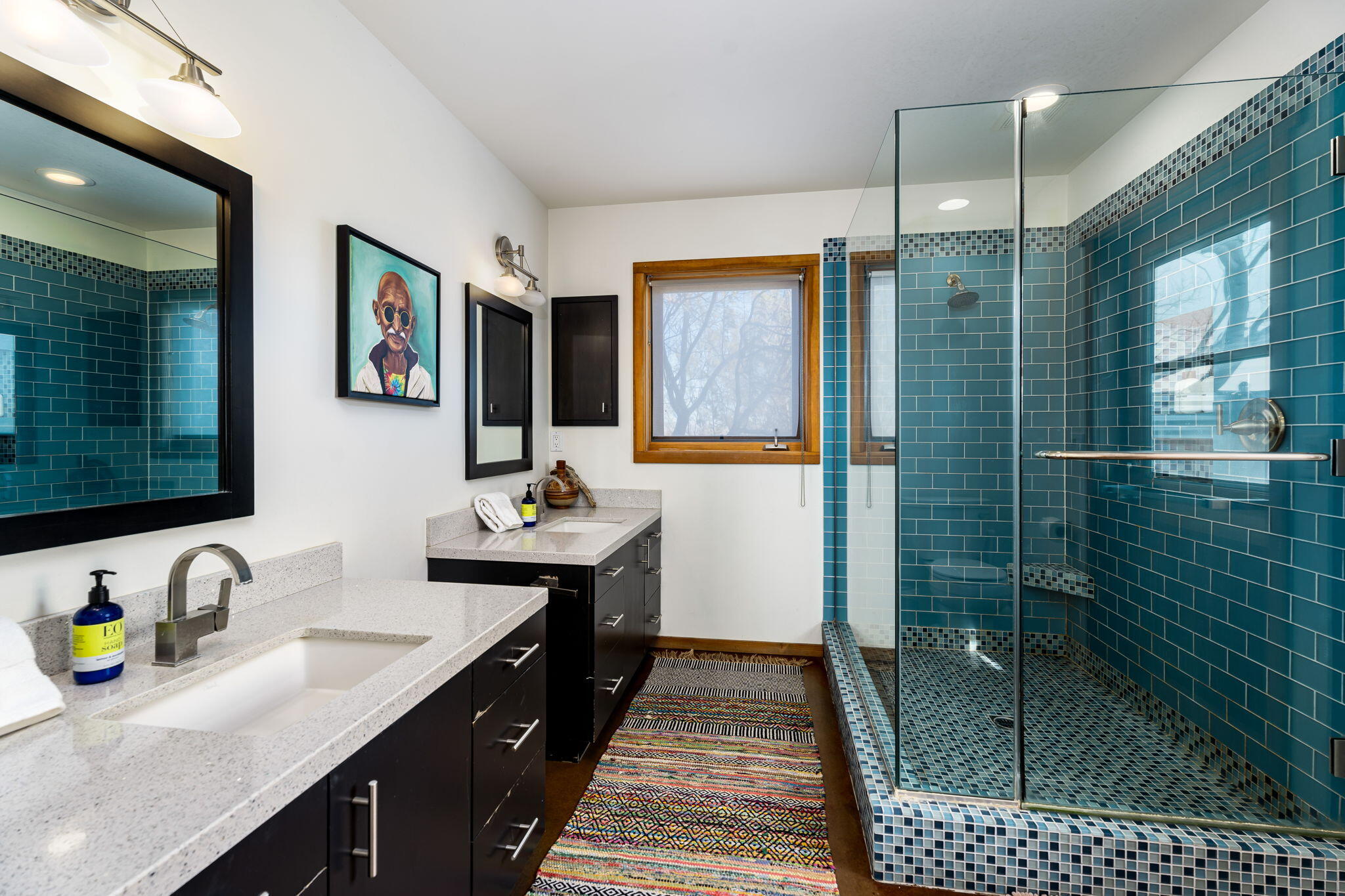 1776 Sunview Avenue Joshua Tree, CA 92252 - Photo 32 of 55 a bathroom with a shower sink and mirror