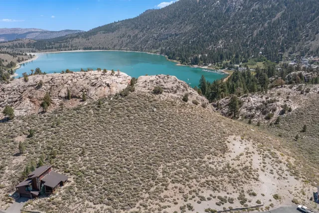 a view of a lake with a mountain