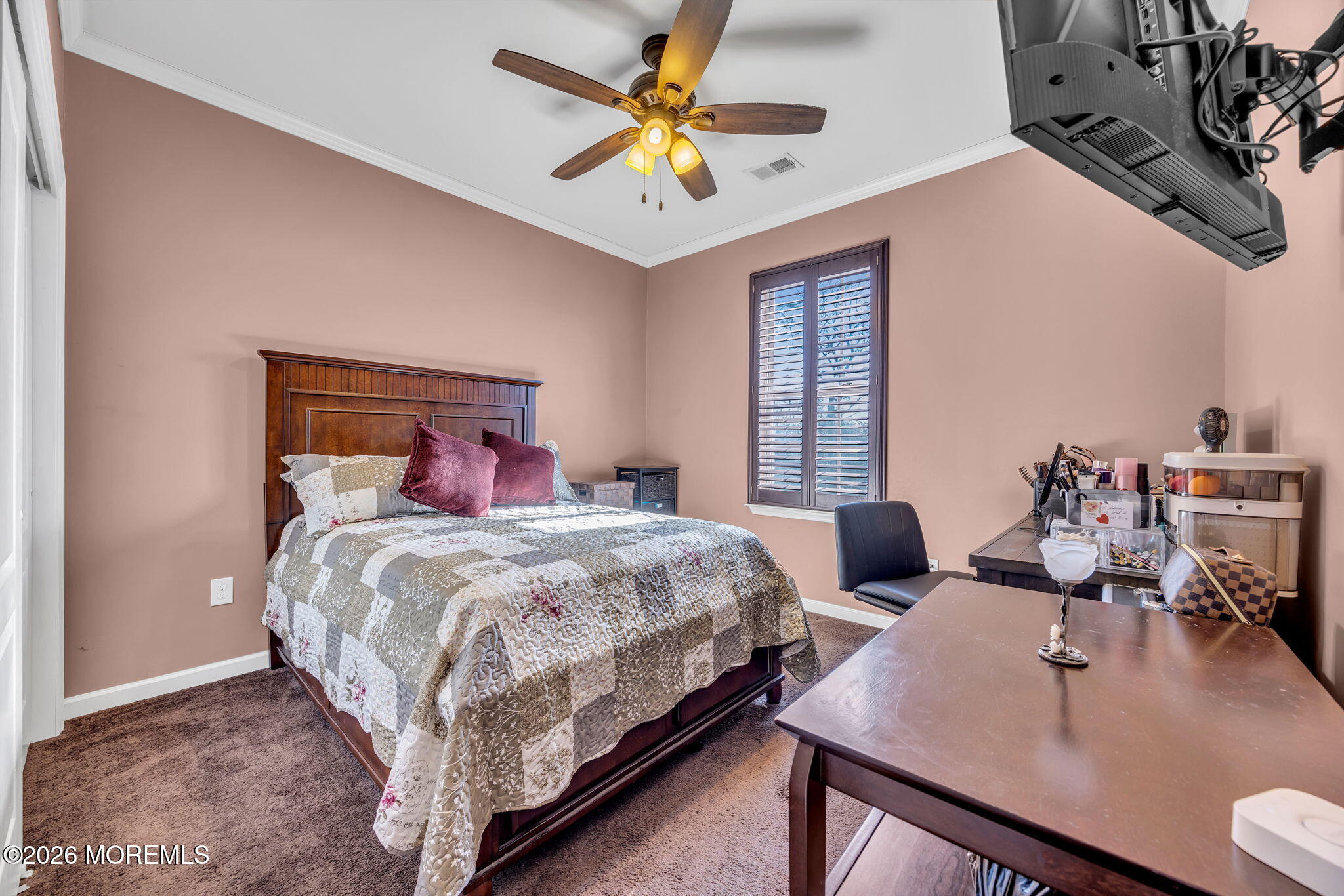 17 Stock Court, Unit 3631 Old Bridge, NJ 08857 - Photo 17 of 24 a bedroom with a bed a dresser and a chandelier