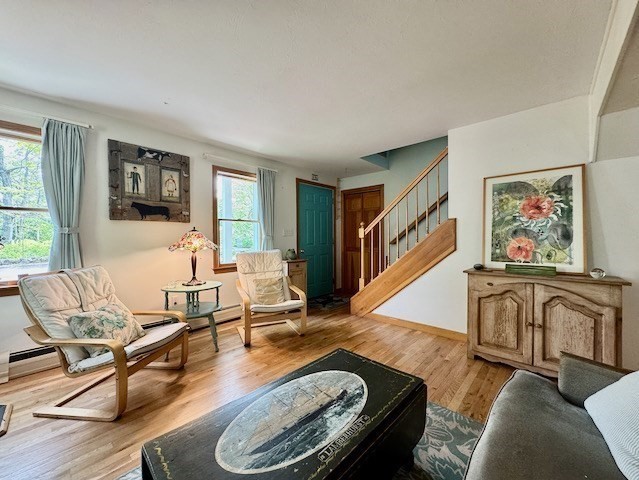 113 Leonard Circle Tisbury, MA 02568 - Photo 4 of 25 a living room with furniture and a flat screen tv with wooden floor