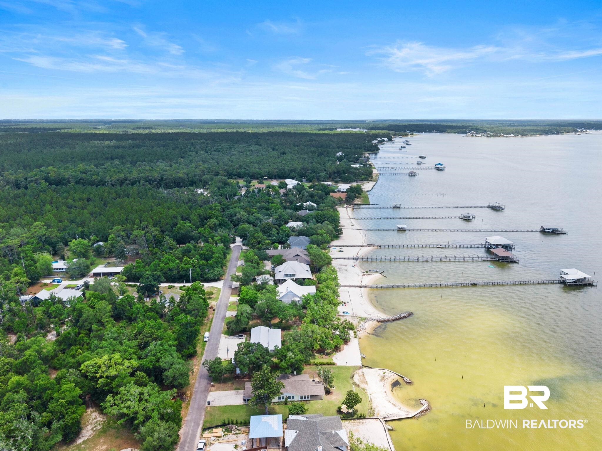6802 Shore Drive Elberta, AL 36530 - Photo 32 of 34 Aerial perspective showcasing waterfront properties with private docks
