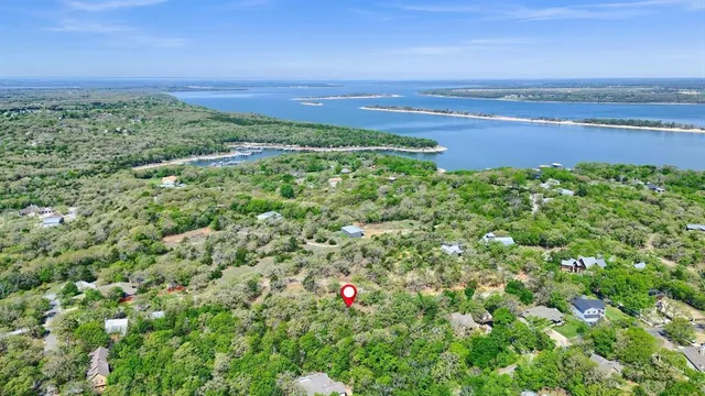a view of a lake with a city