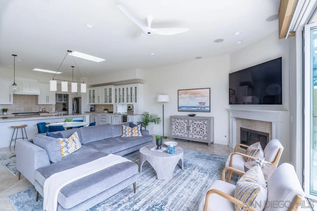 2508 Manchester Avenue Cardiff, CA 92007 - Photo 26 of 75 a living room with furniture a flat screen tv and a fireplace