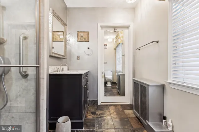 a bathroom with a shower