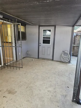 a view of small space with racks on the wall