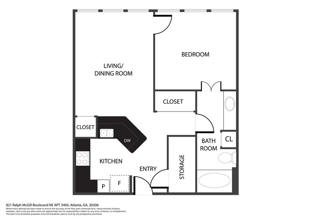 821 Ralph McGill Boulevard Northeast, Unit 3404 Atlanta, GA 30306 - Photo 18 of 18 a picture of a floor plan