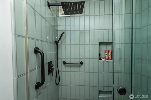 a bathroom with a shower